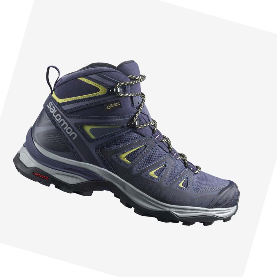 Salomon WoX ULTRA 3 WIDE MID GORE-TEX Kadın Yürüyüş Ayakkabısı Mavi | TR 2814TCE